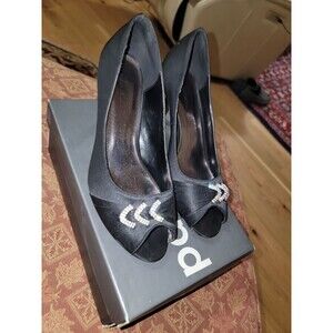 ladies formal black high-heels w diamond accents, by Pacomena US sz 7.5, (38)